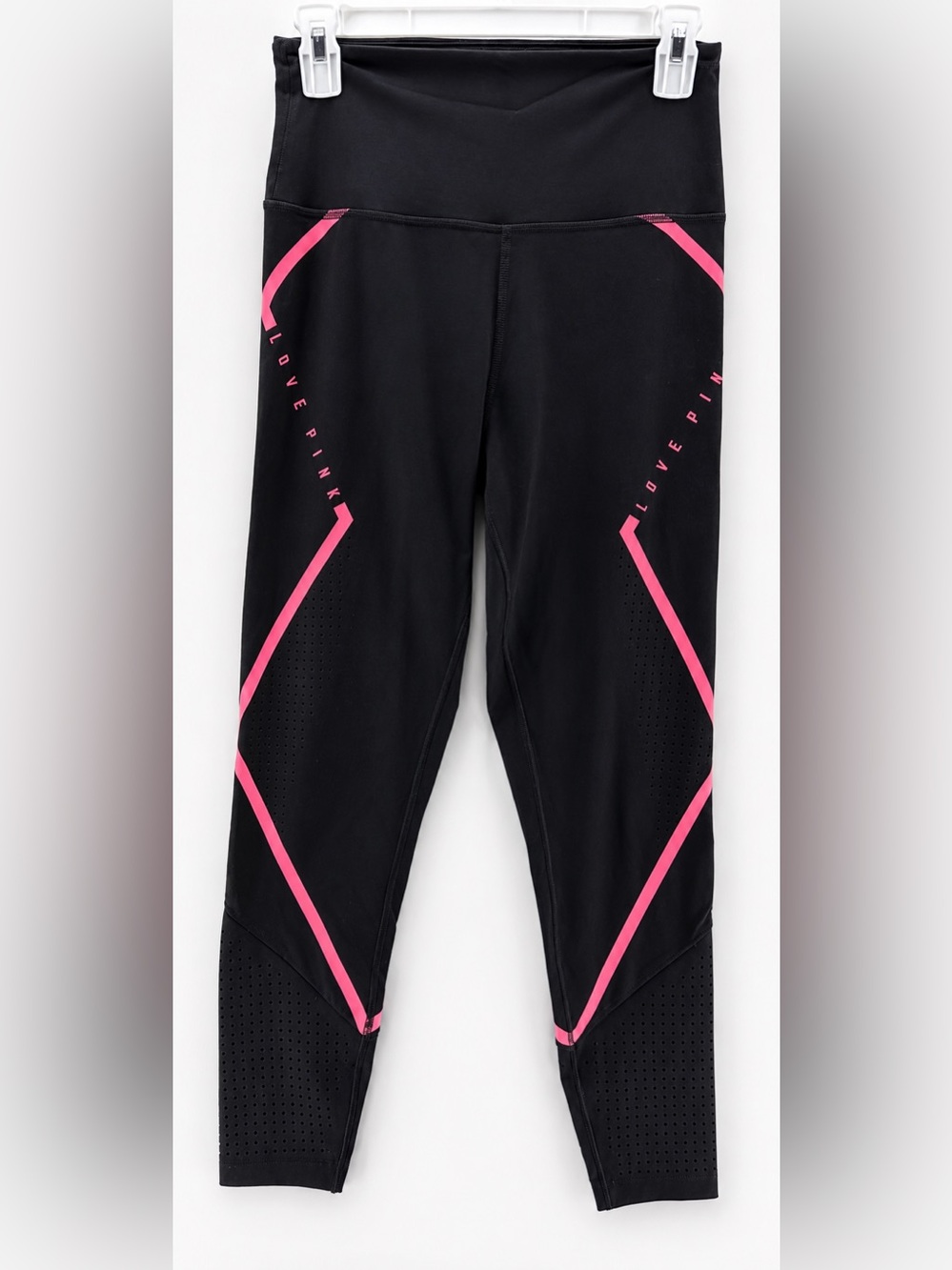 PINK Victoria’s Secret Black Leggings with Pink “Love PINK” Accent Size Small